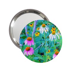 White And Purple Coneflowers And Yellow Rudbeckia 2 25  Handbag Mirrors by myrubiogarden