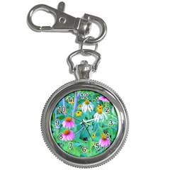 White And Purple Coneflowers And Yellow Rudbeckia Key Chain Watches by myrubiogarden