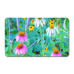 White And Purple Coneflowers And Yellow Rudbeckia Magnet (rectangular) by myrubiogarden