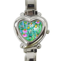 White And Purple Coneflowers And Yellow Rudbeckia Heart Italian Charm Watch