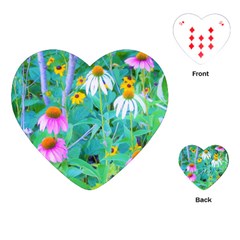 White And Purple Coneflowers And Yellow Rudbeckia Playing Cards (heart)