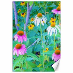 White And Purple Coneflowers And Yellow Rudbeckia Canvas 12  X 18  by myrubiogarden