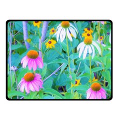 White And Purple Coneflowers And Yellow Rudbeckia Fleece Blanket (small) by myrubiogarden