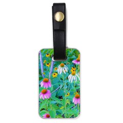 White And Purple Coneflowers And Yellow Rudbeckia Luggage Tags (one Side)  by myrubiogarden