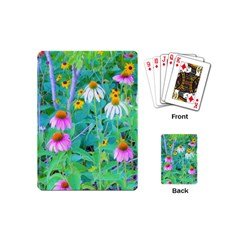 White And Purple Coneflowers And Yellow Rudbeckia Playing Cards (mini) by myrubiogarden