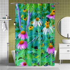 White And Purple Coneflowers And Yellow Rudbeckia Shower Curtain 48  X 72  (small)  by myrubiogarden