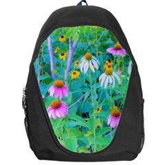 White And Purple Coneflowers And Yellow Rudbeckia Backpack Bag by myrubiogarden