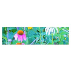 White And Purple Coneflowers And Yellow Rudbeckia Satin Scarf (oblong) by myrubiogarden