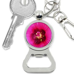 Deep Pink And Crimson Hibiscus Flower Macro Bottle Opener Key Chains by myrubiogarden