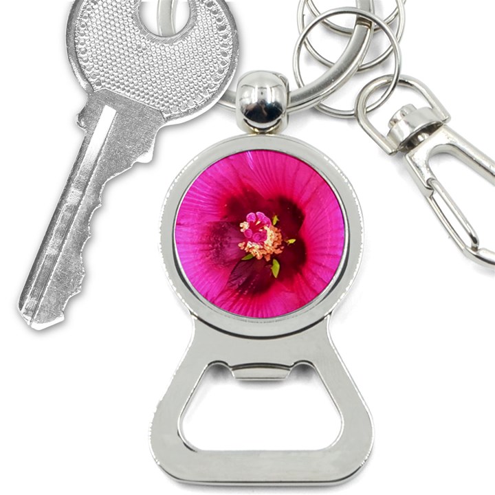 Deep Pink And Crimson Hibiscus Flower Macro Bottle Opener Key Chains