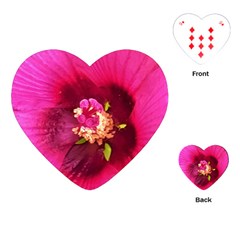 Deep Pink And Crimson Hibiscus Flower Macro Playing Cards (heart)