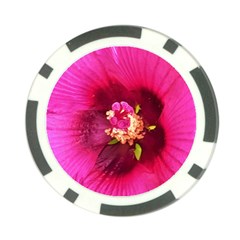 Deep Pink And Crimson Hibiscus Flower Macro Poker Chip Card Guard by myrubiogarden