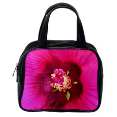 Deep Pink And Crimson Hibiscus Flower Macro Classic Handbag (one Side) by myrubiogarden