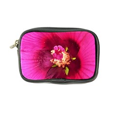 Deep Pink And Crimson Hibiscus Flower Macro Coin Purse by myrubiogarden