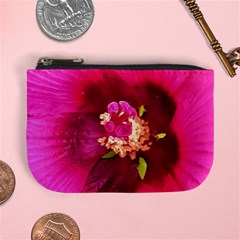 Deep Pink And Crimson Hibiscus Flower Macro Mini Coin Purse by myrubiogarden