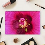 Deep Pink And Crimson Hibiscus Flower Macro Cosmetic Bag (Large) Front