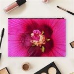 Deep Pink And Crimson Hibiscus Flower Macro Cosmetic Bag (Large) Back