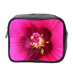 Deep Pink And Crimson Hibiscus Flower Macro Mini Toiletries Bag (two Sides) by myrubiogarden