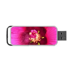 Deep Pink And Crimson Hibiscus Flower Macro Portable Usb Flash (two Sides) by myrubiogarden