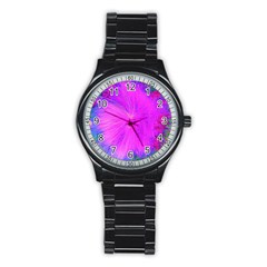 Psychedelic Purple Garden Milkweed Flower Stainless Steel Round Watch by myrubiogarden