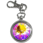 Purple, Pink And White Dahlia With A Bright Yellow Center Key Chain Watches Front