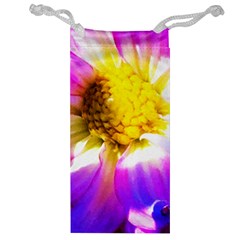 Purple, Pink And White Dahlia With A Bright Yellow Center Jewelry Bag