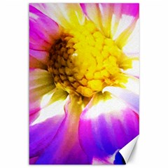 Purple, Pink And White Dahlia With A Bright Yellow Center Canvas 12  x 18 