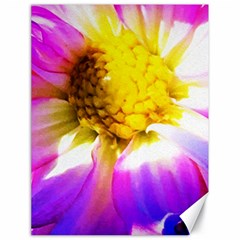 Purple, Pink And White Dahlia With A Bright Yellow Center Canvas 18  x 24 