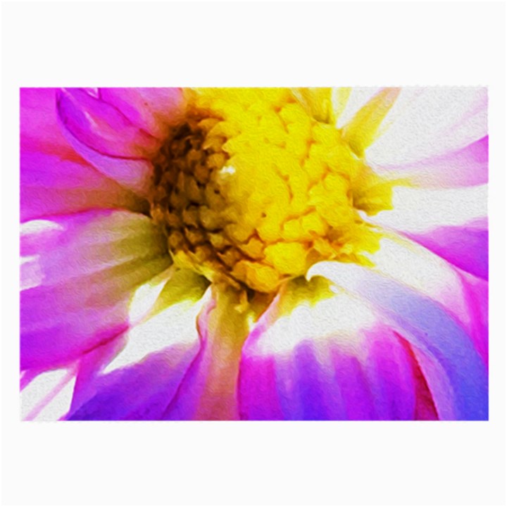 Purple, Pink And White Dahlia With A Bright Yellow Center Large Glasses Cloth