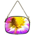 Purple, Pink And White Dahlia With A Bright Yellow Center Chain Purse (One Side) Front