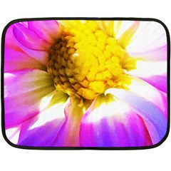 Purple, Pink And White Dahlia With A Bright Yellow Center Double Sided Fleece Blanket (Mini) 