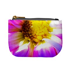 Purple, Pink And White Dahlia With A Bright Yellow Center Mini Coin Purse