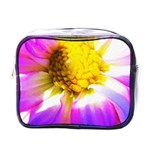 Purple, Pink And White Dahlia With A Bright Yellow Center Mini Toiletries Bag (One Side) Front