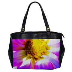 Purple, Pink And White Dahlia With A Bright Yellow Center Oversize Office Handbag