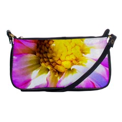 Purple, Pink And White Dahlia With A Bright Yellow Center Shoulder Clutch Bag