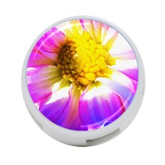 Purple, Pink And White Dahlia With A Bright Yellow Center 4-Port USB Hub (Two Sides)