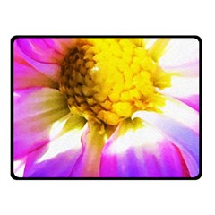 Purple, Pink And White Dahlia With A Bright Yellow Center Fleece Blanket (Small)