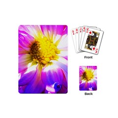 Purple, Pink And White Dahlia With A Bright Yellow Center Playing Cards (Mini)