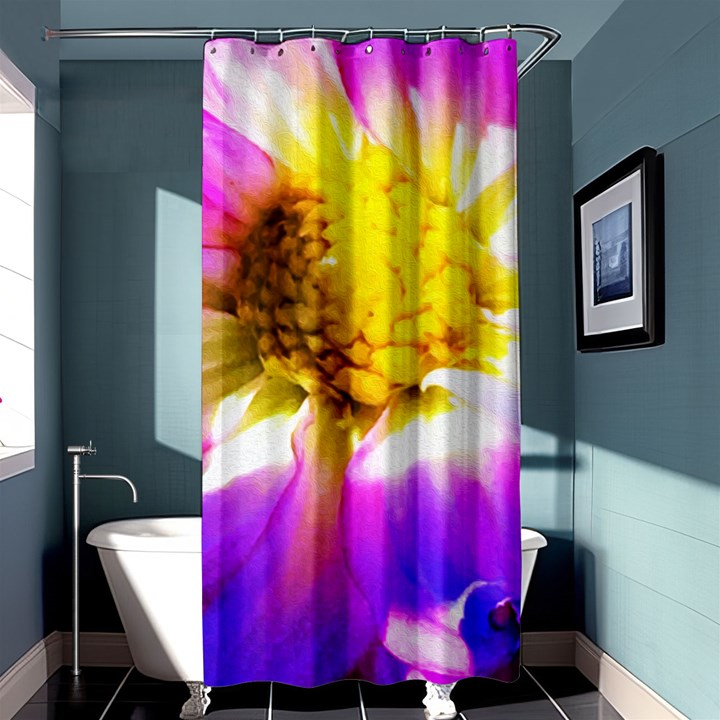 Purple, Pink And White Dahlia With A Bright Yellow Center Shower Curtain 36  x 72  (Stall) 