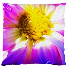 Purple, Pink And White Dahlia With A Bright Yellow Center Large Cushion Case (Two Sides)