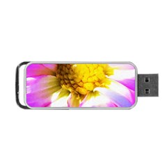 Purple, Pink And White Dahlia With A Bright Yellow Center Portable USB Flash (Two Sides)