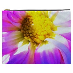 Purple, Pink And White Dahlia With A Bright Yellow Center Cosmetic Bag (XXXL)