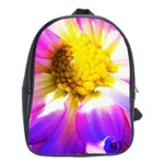 Purple, Pink And White Dahlia With A Bright Yellow Center School Bag (XL) Front