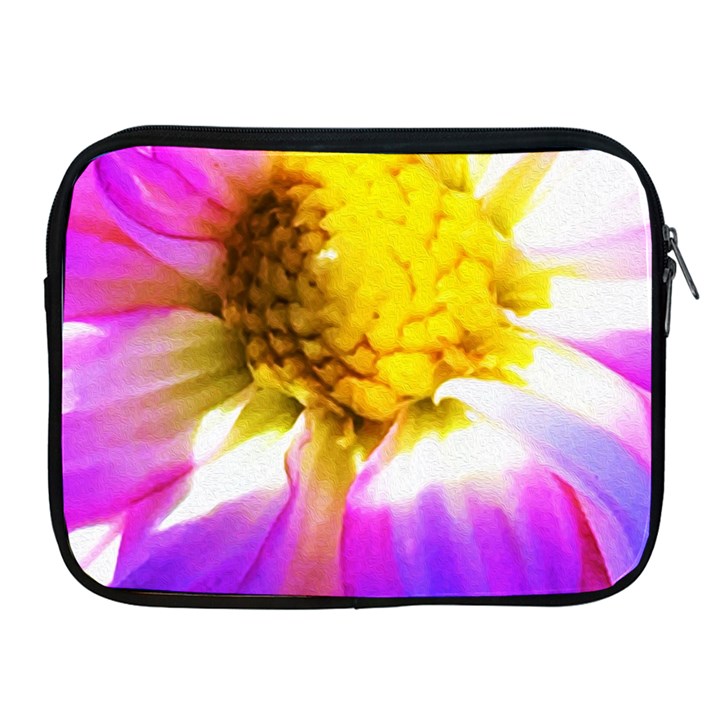 Purple, Pink And White Dahlia With A Bright Yellow Center Apple iPad 2/3/4 Zipper Cases