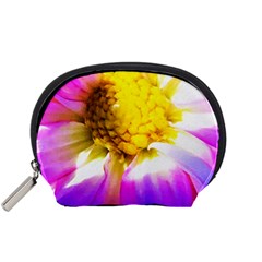 Purple, Pink And White Dahlia With A Bright Yellow Center Accessory Pouch (Small)