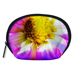 Purple, Pink And White Dahlia With A Bright Yellow Center Accessory Pouch (Medium)