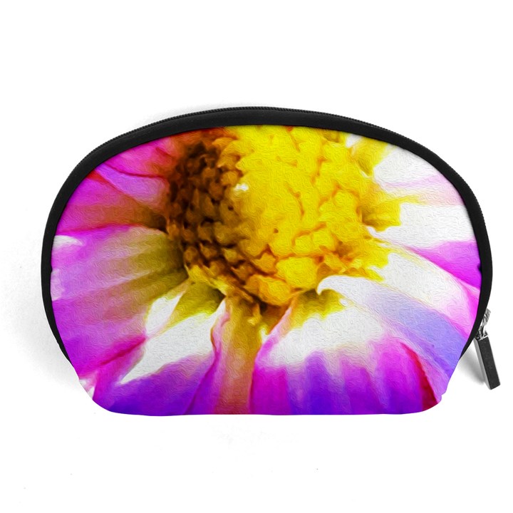 Purple, Pink And White Dahlia With A Bright Yellow Center Accessory Pouch (Large)