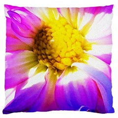 Purple, Pink And White Dahlia With A Bright Yellow Center Standard Flano Cushion Case (Two Sides)