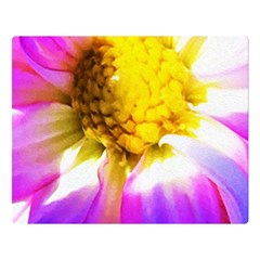 Purple, Pink And White Dahlia With A Bright Yellow Center Double Sided Flano Blanket (Large) 