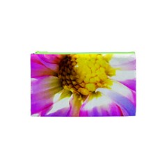 Purple, Pink And White Dahlia With A Bright Yellow Center Cosmetic Bag (XS)